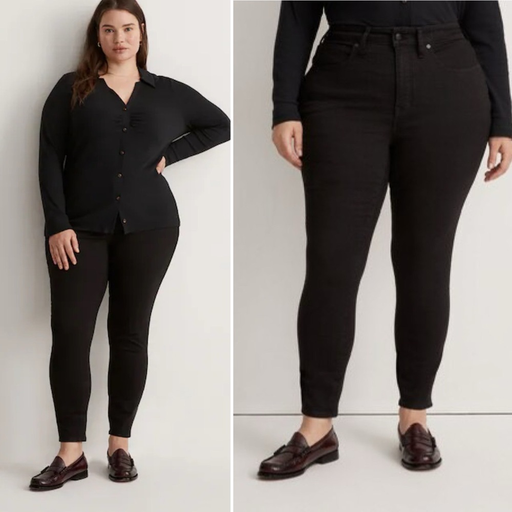 Madewell Plus 10" High-Rise Skinny Jeans Black Stretch Size 24W